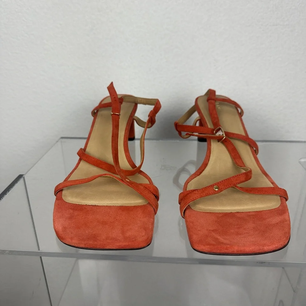 Frame La Braxton Women’s Leather Sandal Size EUR 41 Orange and Tan EUC